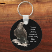 Edgar Allen Poe Insanity Quote Waterverf Raven Sleutelhanger (Voorkant)