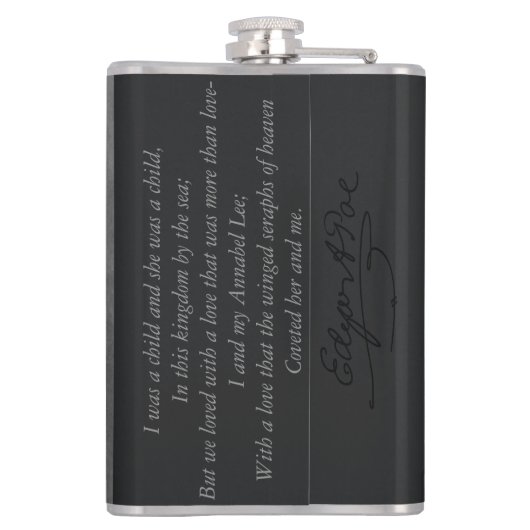 Edgar Allen Poe met Citaat Heupfles (Achterkant)