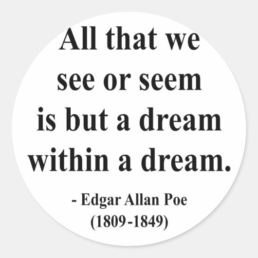 Edgar Allen Poe Quote 1a Ronde Sticker (Voorkant)