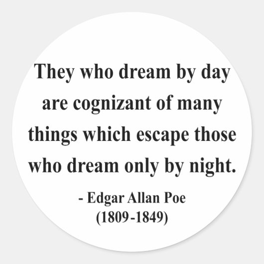 Edgar Allen Poe Quote 3a Ronde Sticker (Voorkant)