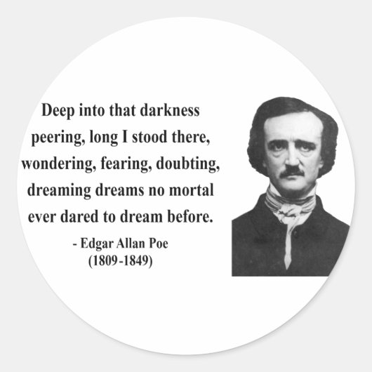 Edgar Allen Poe Quote 8b Ronde Sticker (Voorkant)