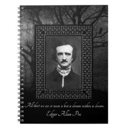 Edgar Allen Poe Quote Creepy Forest Black/Grey Notitieboek