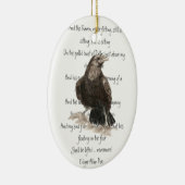 Edgar Allen Poe Quote Waterverf Raven Bird Keramisch Ornament (Rechts)