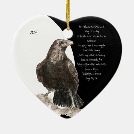 Edgar Allen Poe Quote Waterverf Raven Bird Keramisch Ornament (Voorkant)
