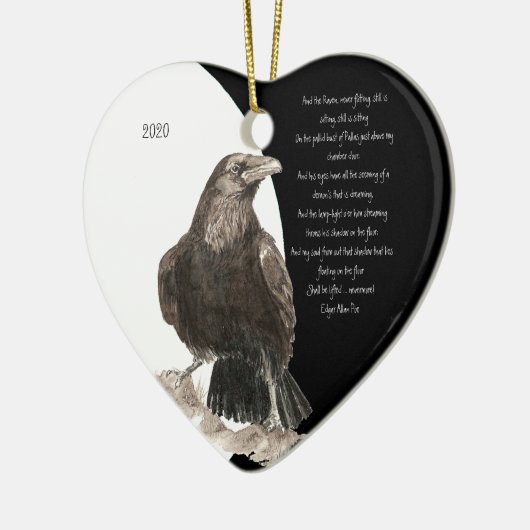 Edgar Allen Poe Quote Waterverf Raven Bird Keramisch Ornament (Links)