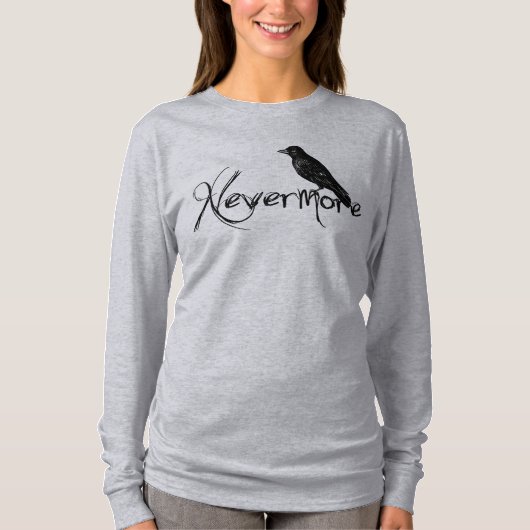 Edgar Allen Poe Raven Nevermore Halloween T-shirt (Voorkant)
