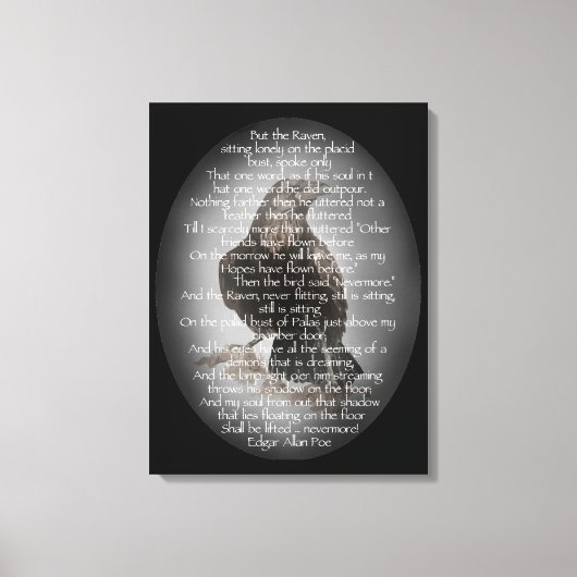 Edgar Allen Poe Raven Poem, Nevermore Quote Canvas Afdruk (Voorkant)
