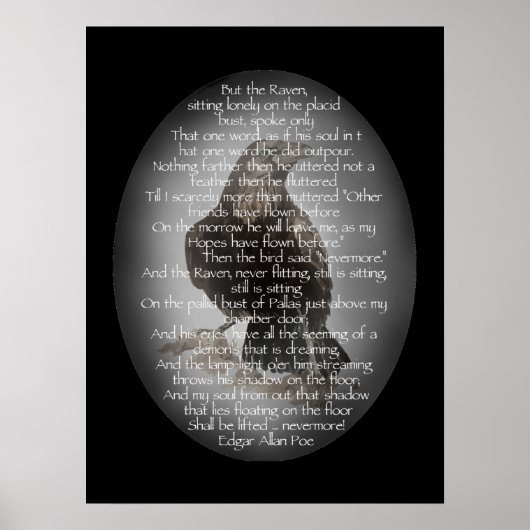 Edgar Allen Poe Raven Poem, Nevermore Quote Poster (Voorkant)