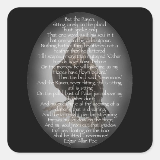 Edgar Allen Poe "The Raven" Halloween-gevogelte Vierkante Sticker (Voorkant)