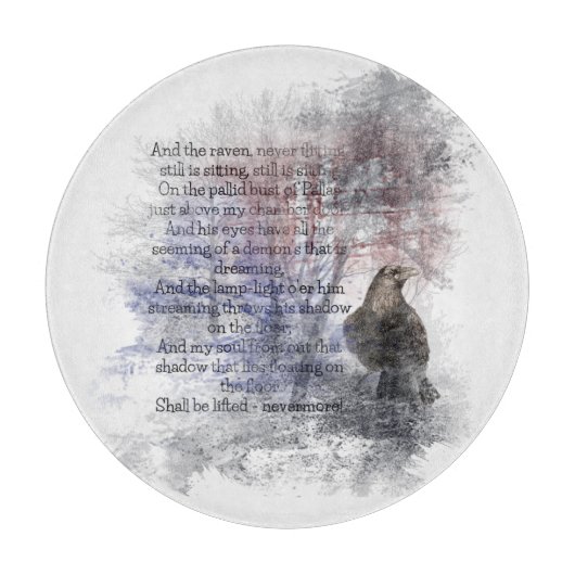 Edgar Allen Poe "The Raven" ravenvogel Halloween Snijplank (Voorkant)