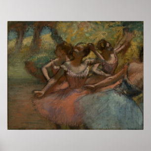 Edgar Degas - 4 Ballerinas op Dancer 1885-90 Poster