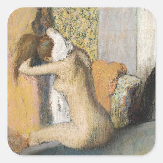 Edgar Degas After the Bath, Woman Drying Neck Vierkante Sticker (Voorkant)