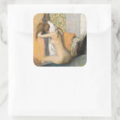 Edgar Degas After the Bath, Woman Drying Neck Vierkante Sticker (Tas)