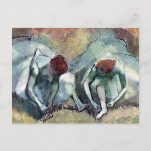 Edgar Degas - Ballet Dancers Tying Shoes Briefkaart