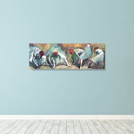 Edgar Degas - Ballet Dancers Tying Shoes Canvas Afdruk (Insitu (Houten vloer))