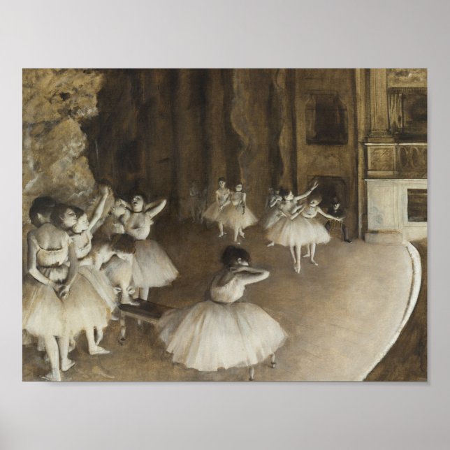 Edgar Degas - Ballet-repetitie over Stage Poster (Voorkant)