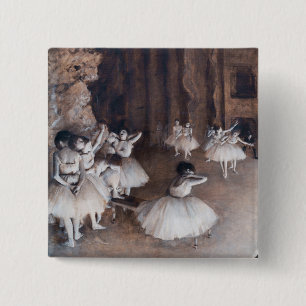 Edgar Degas - Ballet-repetitie over Stage Vierkante Button 5,1 Cm
