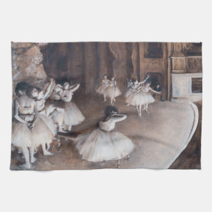 Edgar Degas - Balletrepetitie op het podium Theedoek