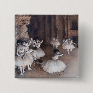 Edgar Degas - Balletrepetitie op het podium Vierkante Button 5,1 Cm