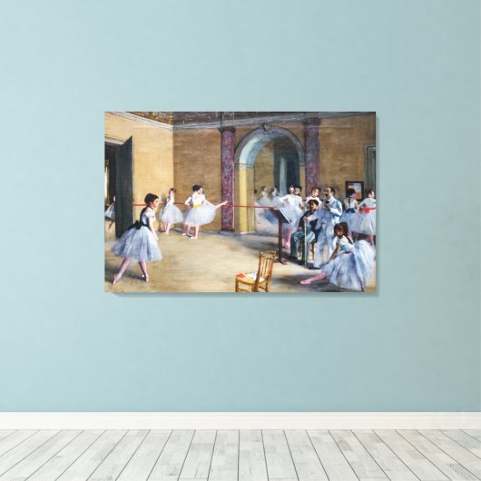 Edgar Degas - Dance Foyer, Opera rue Le Peletier Canvas Afdruk (Insitu (Houten vloer))
