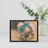 Edgar Degas Dancer die haar schoenribbons aan het  Briefkaart (Staand voorkant)