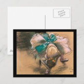 Edgar Degas Dancer die haar schoenribbons aan het  Briefkaart (Voorkant / Achterkant)