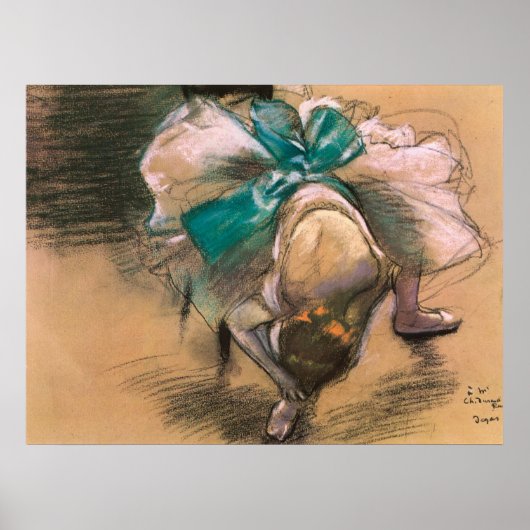 Edgar Degas Dancer die haar schoenribbons aan het  Poster (Voorkant)