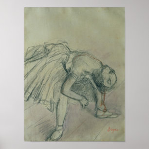 Edgar Degas Dancer Fixing haar Slipper, c.1865 Poster