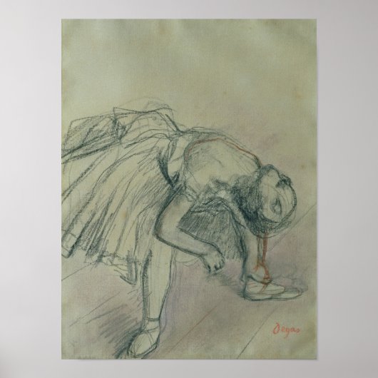 Edgar Degas | Dancer Fixing haar Slipper, c.1865 Poster (Voorkant)