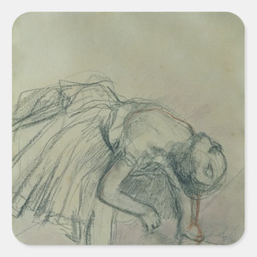 Edgar Degas | Dancer Fixing haar Slipper, c.1865 Vierkante Sticker (Voorkant)