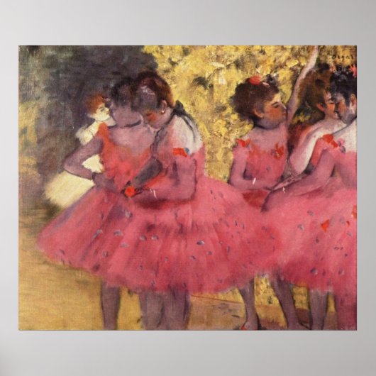 Edgar Degas - Dancer in Roze in olie van Wing 1884 Poster (Voorkant)