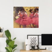 Edgar Degas - Dancer in Roze in olie van Wing 1884 Poster (Thuiskantoor)