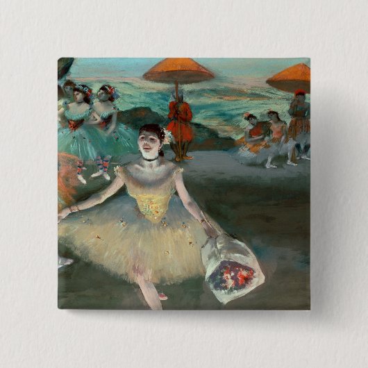 Edgar Degas | Dancer met bouquet, vlokken Vierkante Button 5,1 Cm (Voorkant)