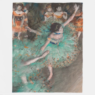 Edgar Degas - Dancer zwaaien/danser in groen Fleece Deken