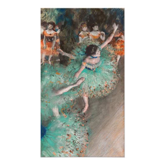 Edgar Degas - Dancer zwaaien/danser in groen Foto Afdruk (Voorkant)