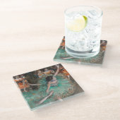 Edgar Degas - Dancer zwaaien/danser in groen Glazen Onderzetter (Schuin)