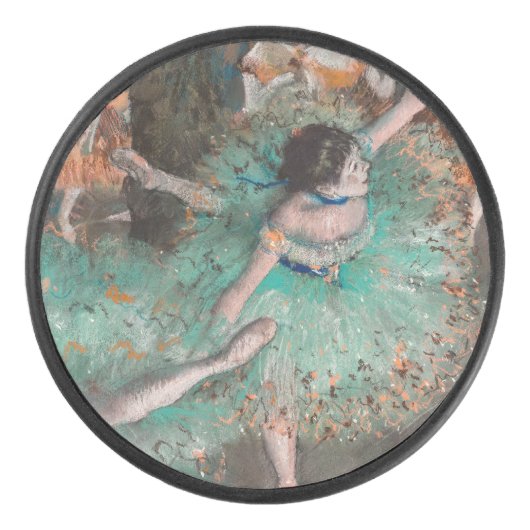 Edgar Degas - Dancer zwaaien/danser in groen Hockey Puck (Voorkant)