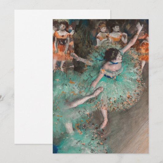 Edgar Degas - Dancer zwaaien/danser in groen Kaart (Voorkant / Achterkant)