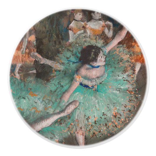 Edgar Degas - Dancer zwaaien/danser in groen Keramische Knop (Voorkant)