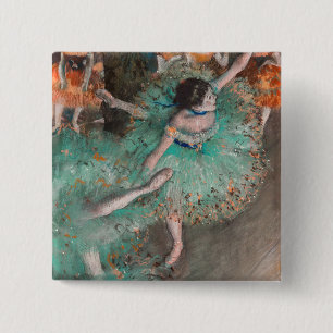 Edgar Degas - Dancer zwaaien/danser in groen Vierkante Button 5,1 Cm
