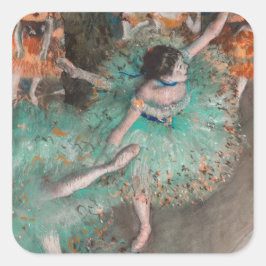 Edgar Degas - Dancer zwaaien/danser in groen Vierkante Sticker
