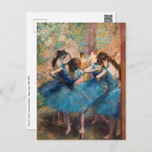 Edgar Degas - Dancers in blauw Briefkaart