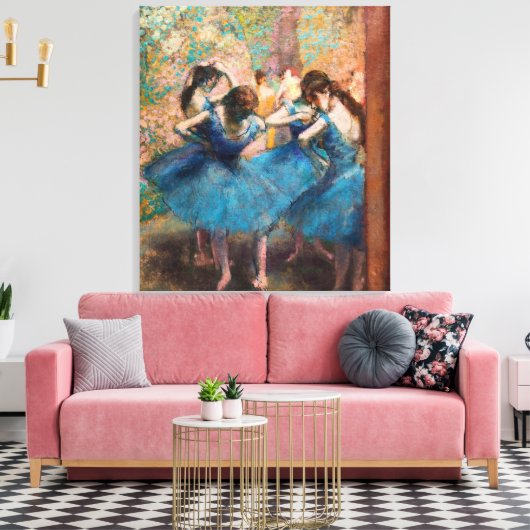 Edgar Degas - Dancers in blauw Canvas Afdruk (Insitu (Woonkamer))