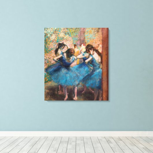 Edgar Degas - Dancers in blauw Canvas Afdruk (Insitu (Houten vloer))