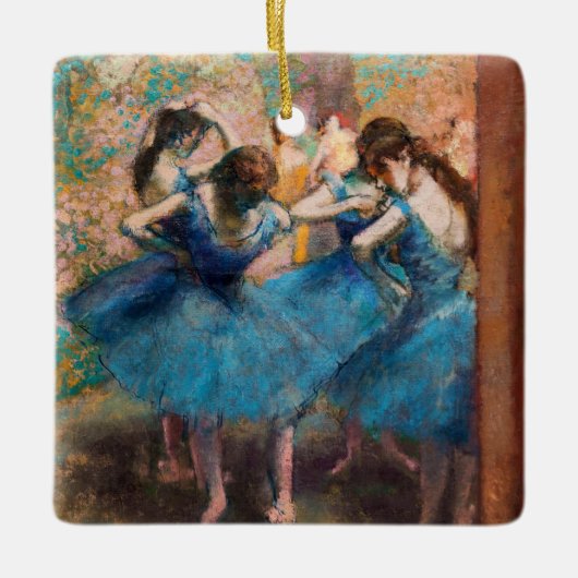 Edgar Degas - Dancers in blauw Keramisch Ornament (Voorkant)