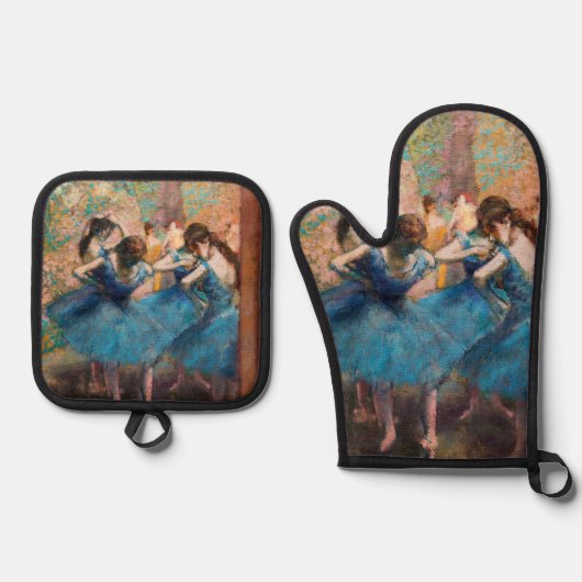Edgar Degas - Dancers in blauw Ovenwant & Pannenlap Set (Voorkant)