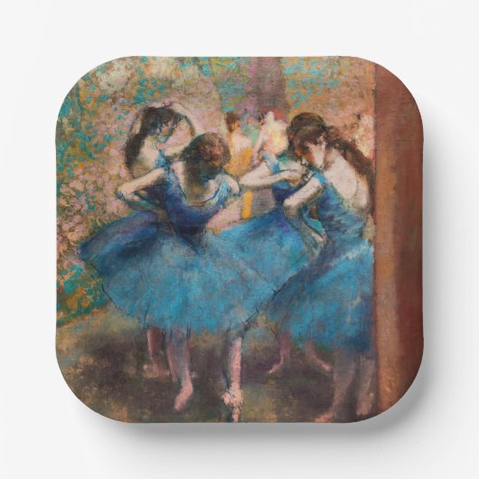 Edgar Degas - Dancers in blauw Papieren Bordje (Voorkant)