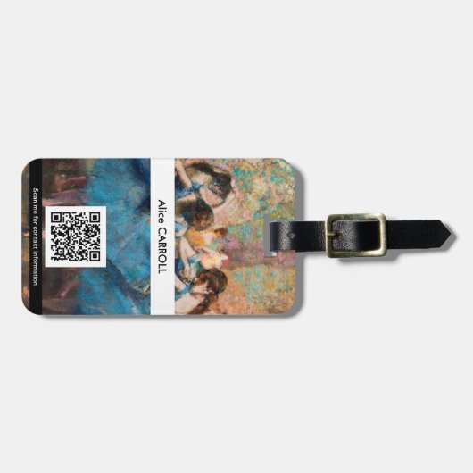 Edgar Degas - Dancers in blauw - QR-code Bagagelabel (Voorkant horizontaal)