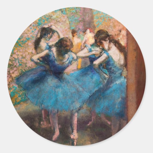 Edgar Degas - Dancers in blauw Ronde Sticker (Voorkant)