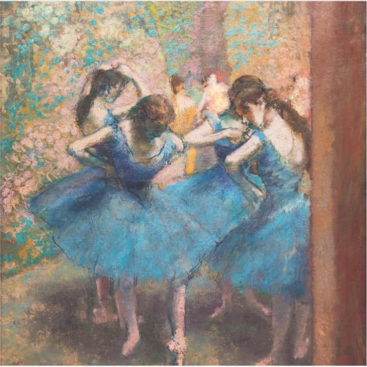 Edgar Degas - Dancers in blauw Sticker (Voorkant)